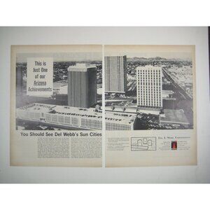 Del Webb Corp Arizona Sun City 1960s Vintage ADVERT Print Ad 2 Pages